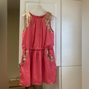 Girls size 12 coral with gold sequin accents laundry by Shelli Segal dress